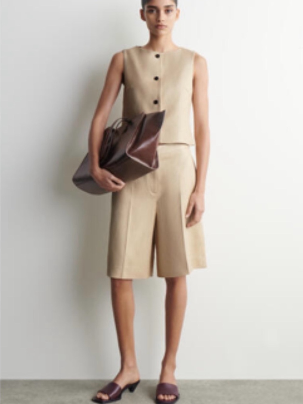 COS Beige Tailored Bermuda Shorts